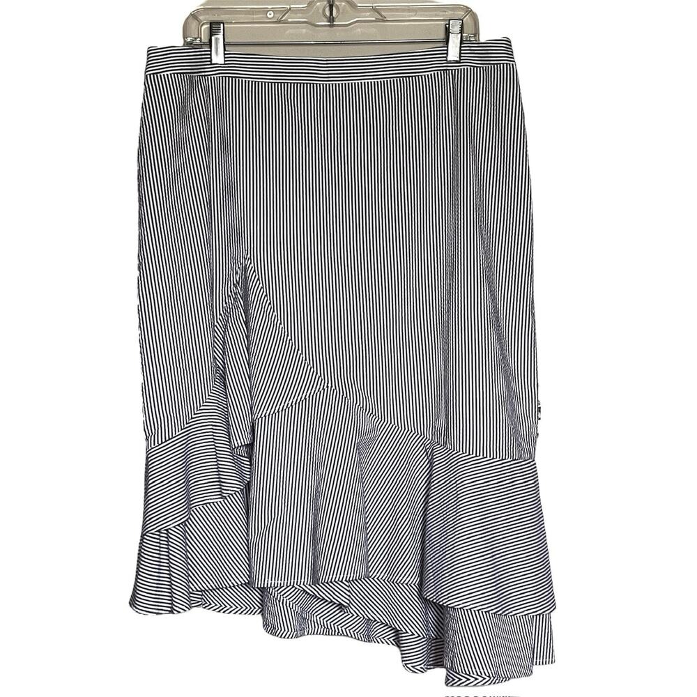 BANANA REPUBLIC BLUE & WHITE SEERSUCKER RUFFLED ALINE SKIRT NWT SIZE 14